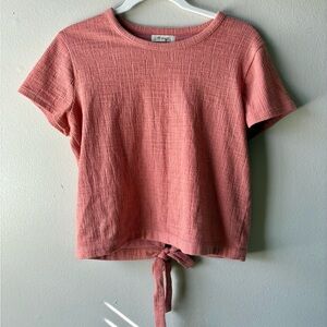 Madewell Textured Tie-Back Top in Rose – Size Small